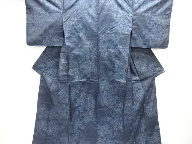 JAPANESE KIMONO / DORO OSHIMA TSUMUGI / WOVEN FLOWER CART 